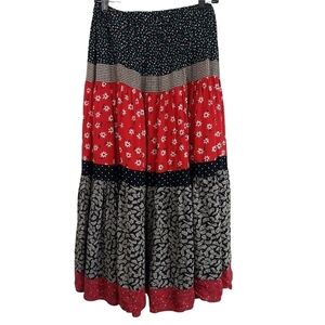 BROOMSKIRTS Dallas Cottagecore Floral Broomstick Boho Peasant Tiered Skirt Sz S.